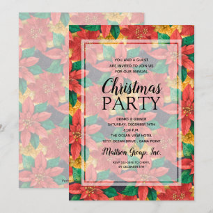 Chic Bold Poinsettias Weihnachtsgebäck Party Einladung
