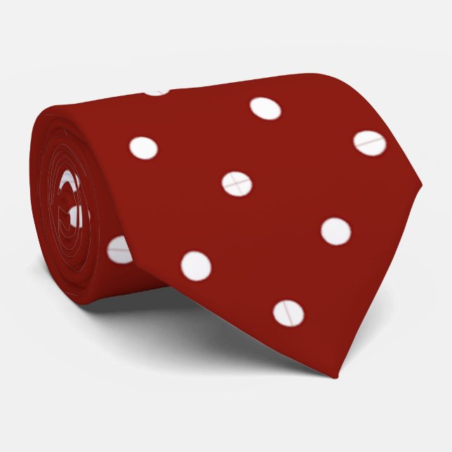 Chic Bold Red Polka Dot Neck Tie Krawatte (Gerollt)