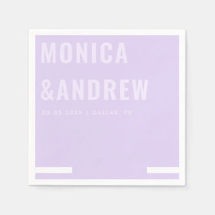 Chic Bold Typografy Modern Lilac Lavender Wedding Serviette