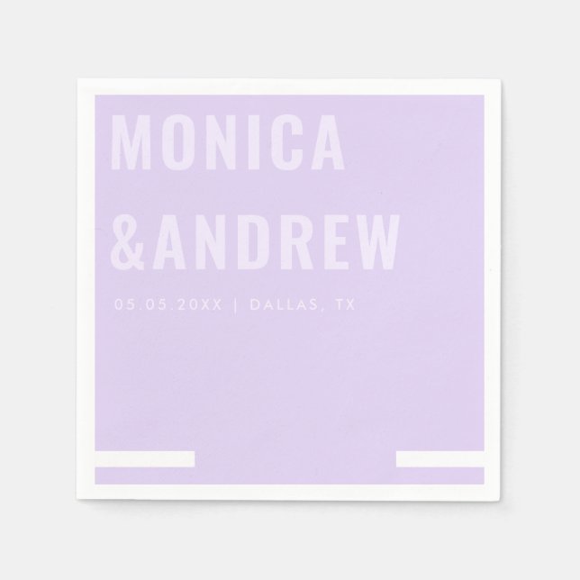 Chic Bold Typografy Modern Lilac Lavender Wedding Serviette (Vorderseite)