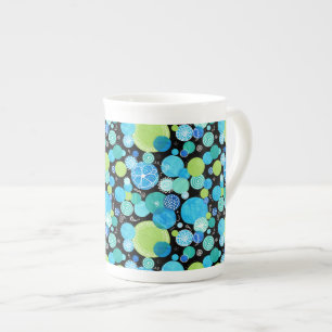 Chic Bone China Tasse, Quirky Blue Moons Muster Prozellantasse