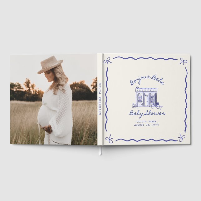 Chic Bonjour bebe Babyparty Gästebuch (Voll)