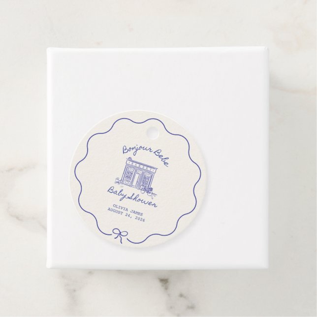 Chic Bonjour bebe Babyparty Geschenkanhänger (Beispiel)