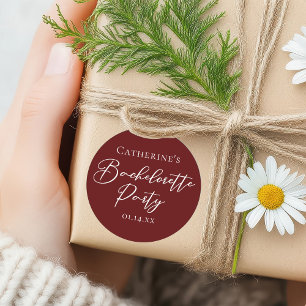 Chic-bordeaux-Junggesellinnenabschied Personalized Runder Aufkleber