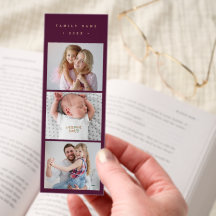 Chic Bordeaux und Gold-Text l Familienfoto-Collage
