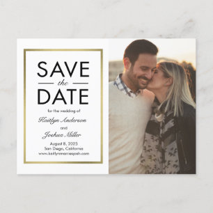 Chic Border Editable Color Save the Date Postcard Postkarte
