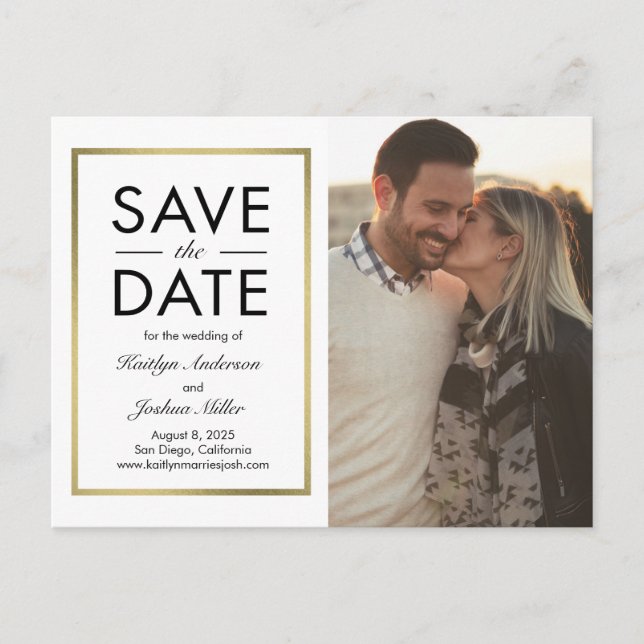 Chic Border Editable Color Save the Date Postcard Postkarte (Vorderseite)