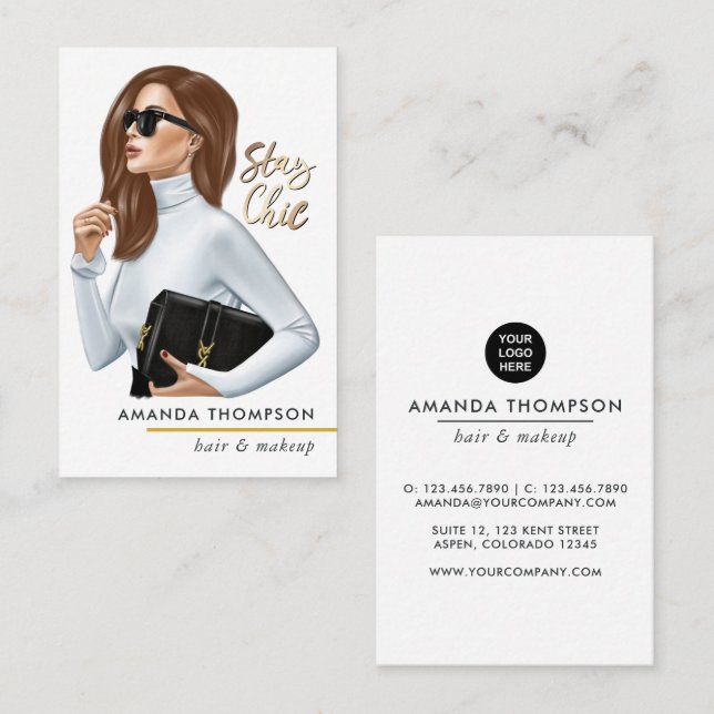 Chic Boss Beauty Fashion Business Card Visitenkarte (Vorne/Hinten)