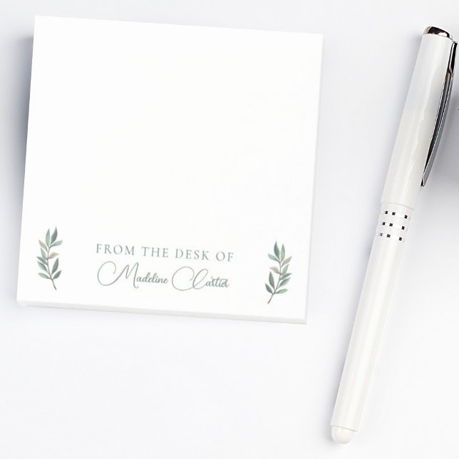 Chic Botanic Eukalyptus Leaf Green Monogram Post-it Klebezettel (Von Creator hochgeladen)