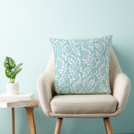 Chic Botanical Aqua Blue Foliage Muster Kissen