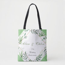 Chic Botanical Green 25. Wedding Gift Tasche