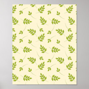Chic Botanical Green Branches Blätter nahtlos Poster