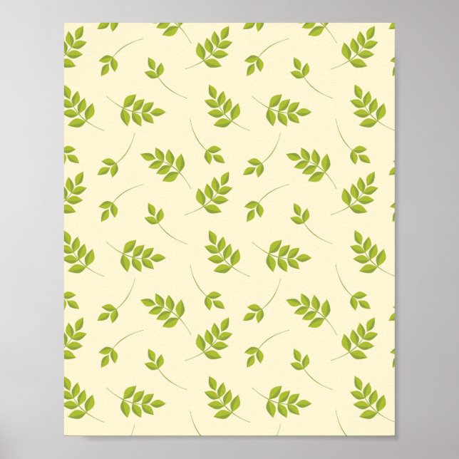 Chic Botanical Green Branches Blätter nahtlos Poster (Vorne)