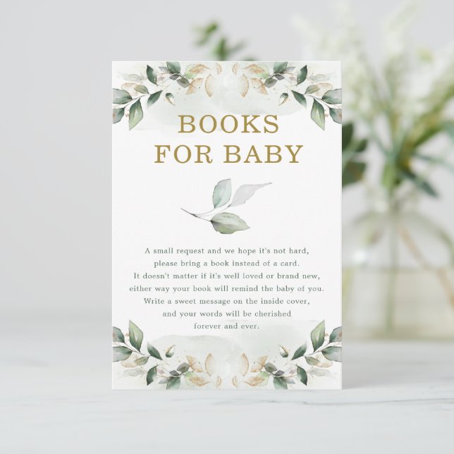Chic Botanical Greenerenerity Gold Books for Baby  Begleitkarte (Stehend Vorderseite)