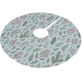 Chic Botanical Holly Berry Floral Muster Polyester Weihnachtsbaumdecke