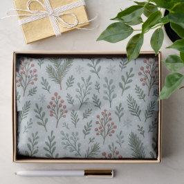 Chic Botanical Holly Berry Floral Muster Seidenpapier