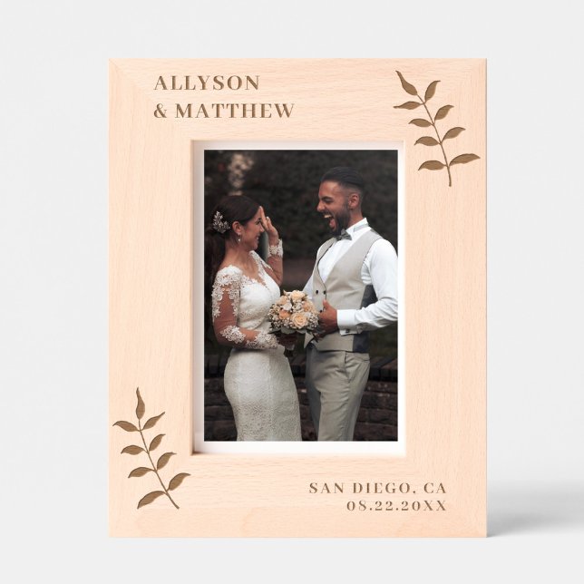 Chic Botanical Individuellen Namens Date Wedding Geätzte Rahmen (Von Creator hochgeladen)