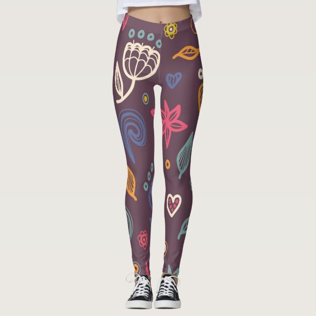 Chic Botanical Pattern Modernität Leggings (Vorderseite)