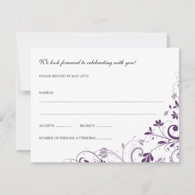 Chic Bouquet (Plum) UAWG Postcard RSVP Karte (Vorderseite)