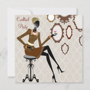 Chic Boutique Damask Cocktail Party Einladung