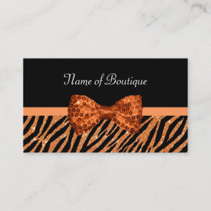 Chic Boutique Orange Zebra Print IMITATE Glitz Bow Visitenkarte