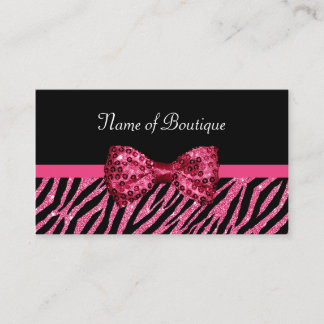 Chic Boutique Pink Zebra Print IMITATS Glitz Bow Visitenkarte