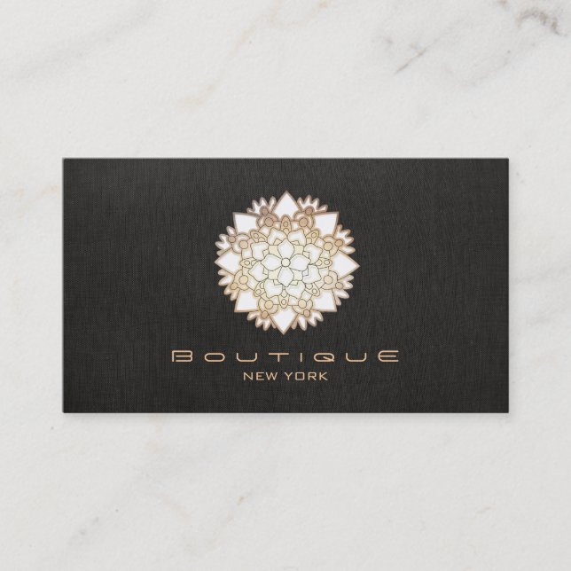 Chic Boutique White Lotus Blume Imitate Schwarze L Visitenkarte (Vorderseite)