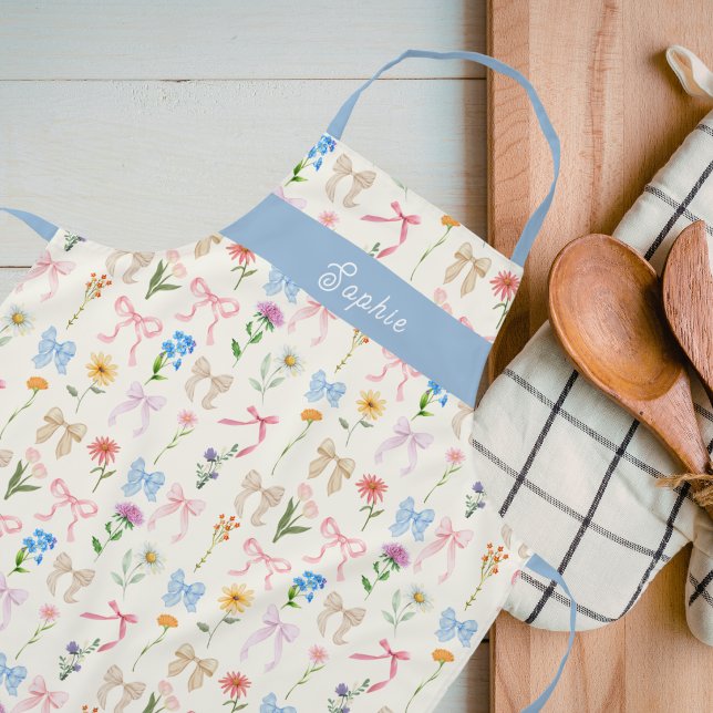 Chic Bow blue Floral Elegance Pattern Baking Schürze (Von Creator hochgeladen)