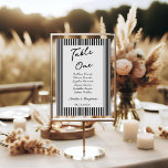 Chic Bow Minimalist Stripe Black White wedding Tischnummer<br><div class="desc">Add a refined and elegant touch to your reception with these chic minimalist stripe green wedding table numbers. Featuring soft sage green stripes and clean modern typography, this design brings timeless sophistication to your wedding table décor. Perfect for guiding guests to their seats while enhancing your overall wedding aesthetic. Ideal...</div>