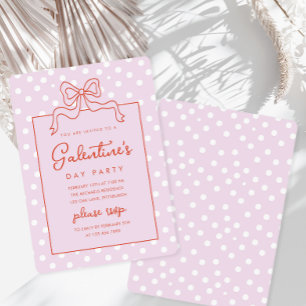 Chic Bow Polka Dot Galentine's Day Party Einladung