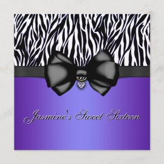 Chic Bowed Zebra Print Invite [Lila] Einladung