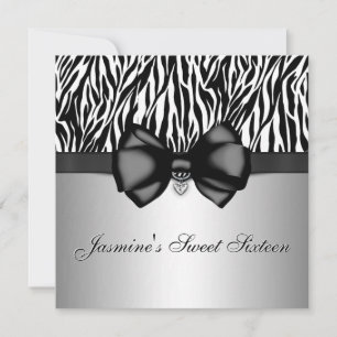 Chic Bowed Zebra Print Invite [Silver] Einladung