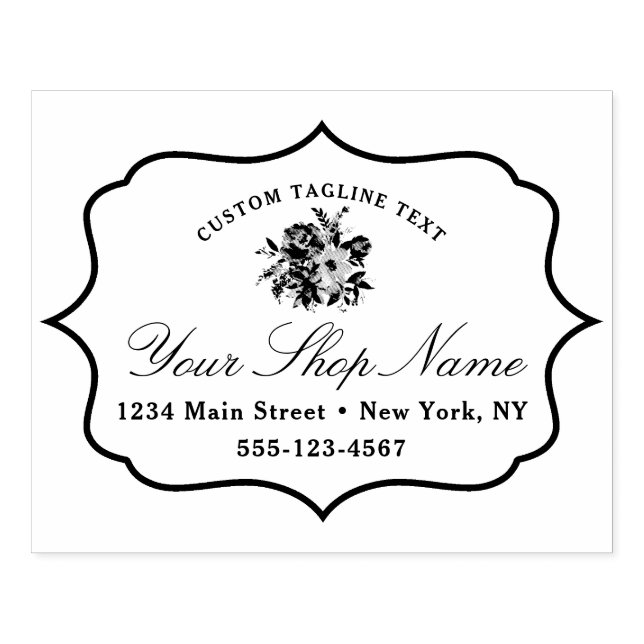 Chic Bracket Frame und elegantes Skript blühen Gummistempel (Prägung)