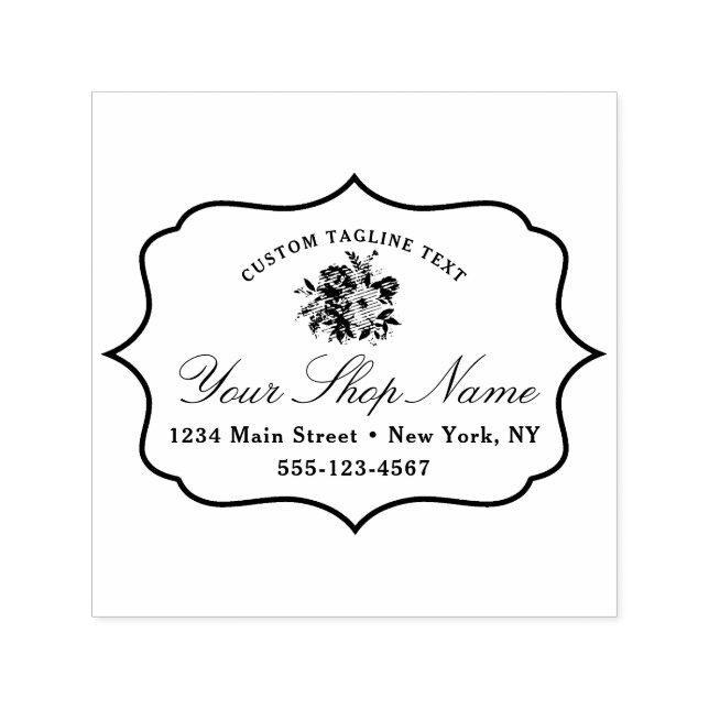 Chic Bracket Frame und elegantes Skript blühen Permastempel (Design)