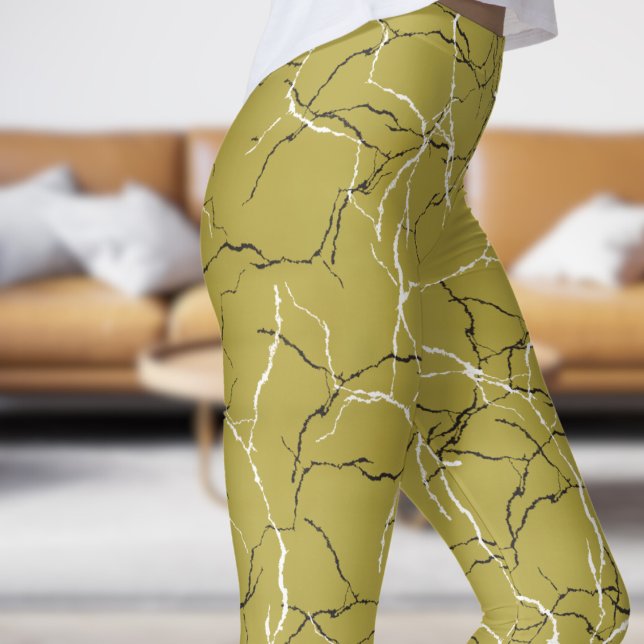 Chic Brass und Schwarz-weißes Frakturmuster Leggings (Chic Brass and Black White Fracture Pattern Leggings)