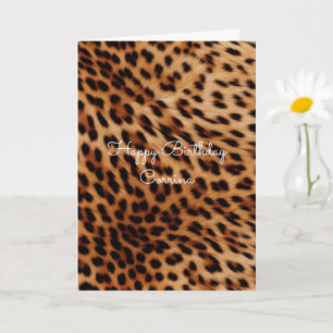 Chic Braun Schwarz Leopard Print Geburtstag Karte