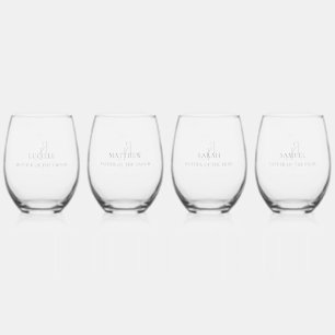 Chic Brautparty Wedding Monogram 4 Trinkbehälter S Weinglas Ohne Stiel