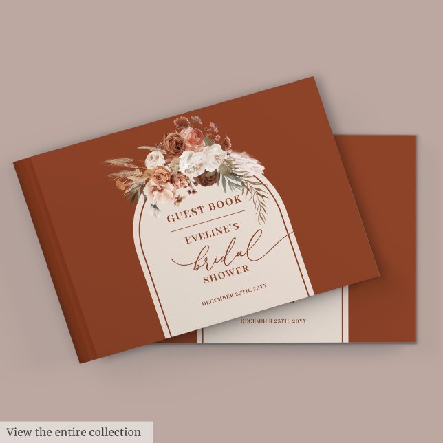 Chic brennen orange Pampas boho Bridal Gästebuch (Chic burnt orange pampas boho bridal guest book

)