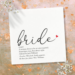 Chic Bride Definition, Brautparty Script Spaß Serviette