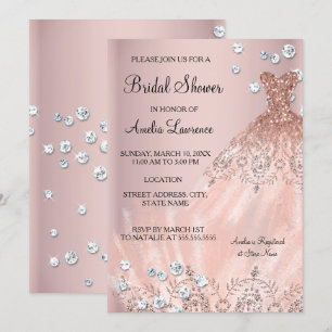 Chic Bride rosa Brautkleid Diamant-Junggesellinnen Einladung