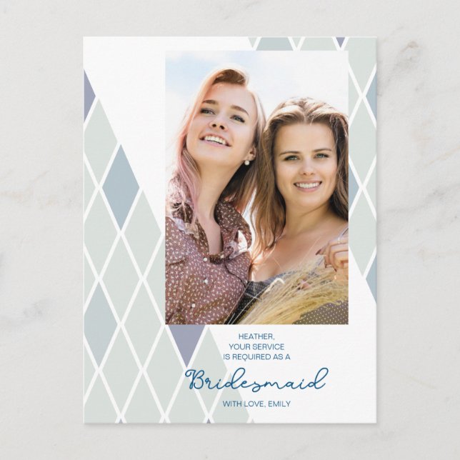 Chic Bridesmaid Elegantes Abstraktes Foto Vorschla Postkarte (Vorderseite)