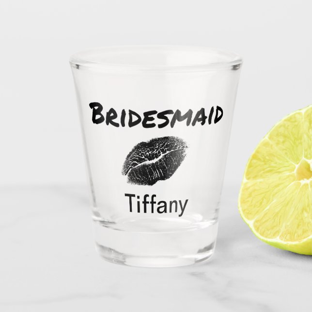 Chic Bridesmaid Keepake Lippenstift-Druck Schnapsglas (Vorderseite)