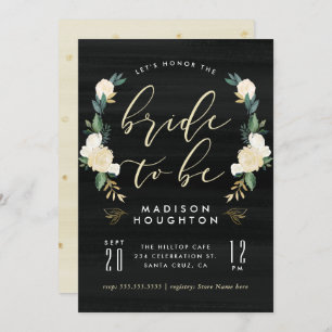 Chic Bridge to be Calligraphy Floral Brautparty Einladung