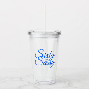 Chic Bright Blue Script Sixty Sassy 60. Geburtstag Acryltrinkbecher