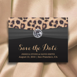 Chic Bright Diamond Leopard Hochzeit speichern Sie Ankündigungspostkarte