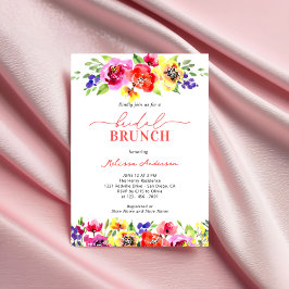 Chic Bright farbenfroh floral Bridal Brunch Einladung