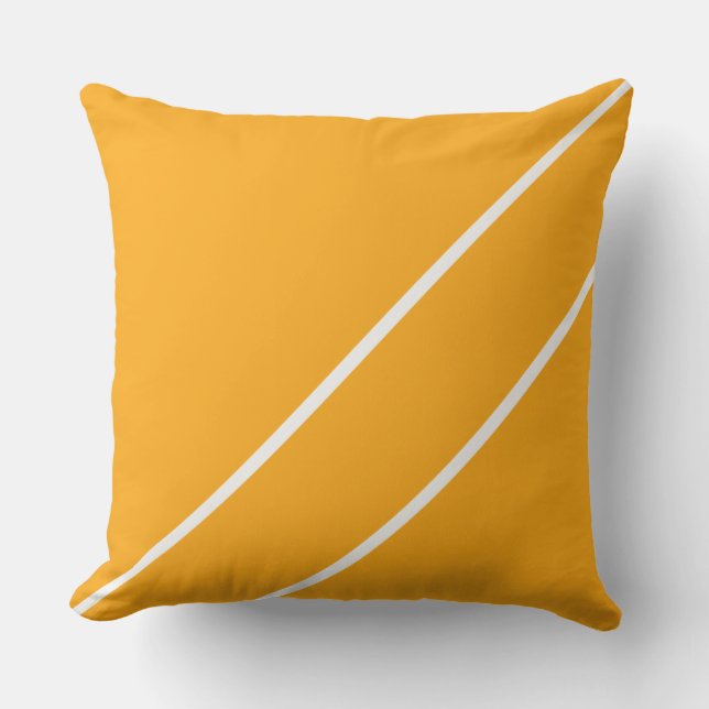 Chic Bright Golden Yellow White Diagonal Stripes Kissen (Vorderseite)