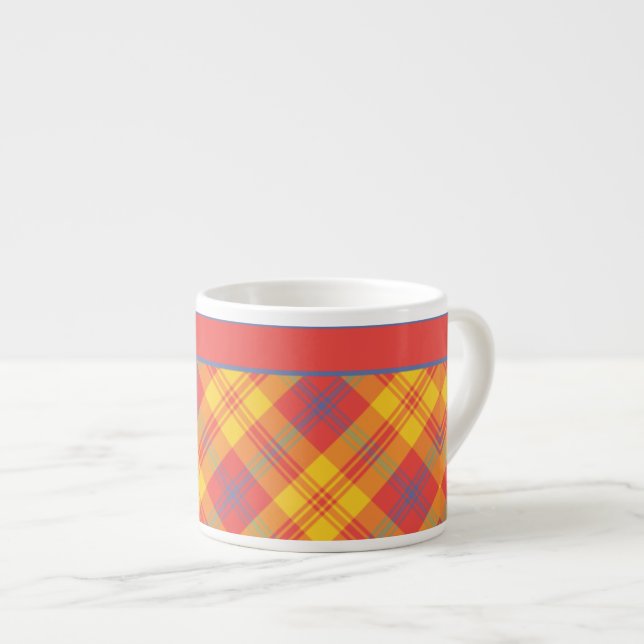 Chic Bright Red Yellow and Blue Kariert Espresso T Espressotasse (Vorderseite Rechts)