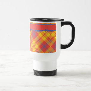 Chic Bright Red Yellow and Blue Kariert Travel Mug Reisebecher