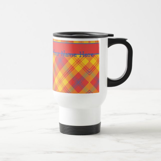 Chic Bright Red Yellow and Blue Kariert Travel Mug Reisebecher (Rechts)